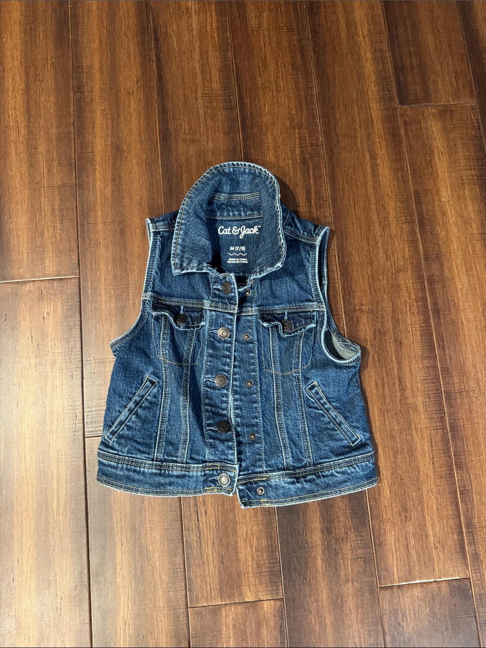 Cat & Jack Girls' Dark Blue Denim Vest